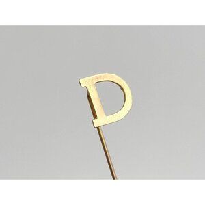 Letter "D" Monogrammed Vintage Gold Colored Stick Pin